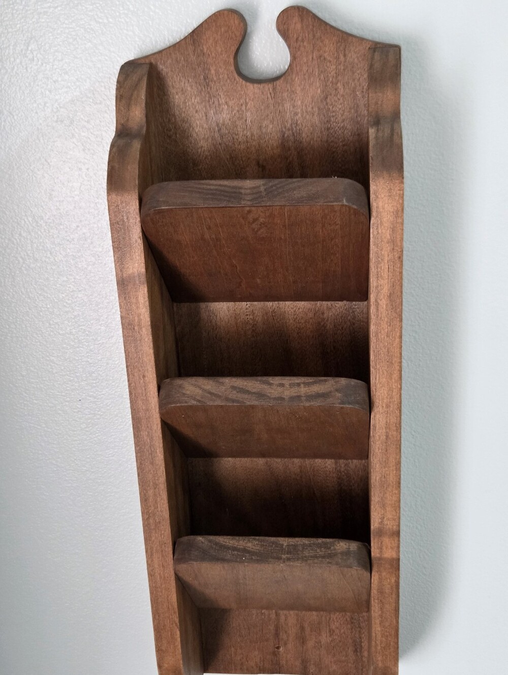 Vintage 1980s Wooden Wall Mail Organizer - 3 Tier Letter Holder, EUC - Picture 2 of 5